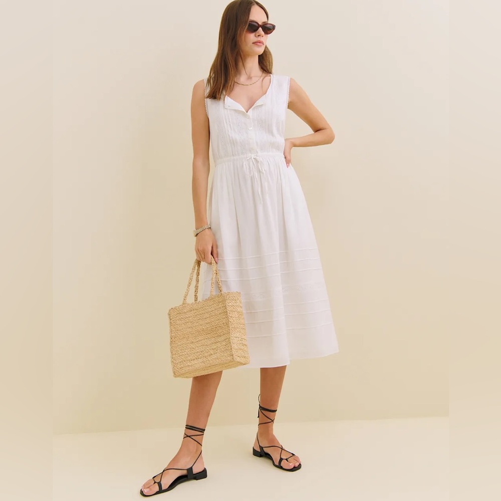 Reformation Lonnie White Midi Dress